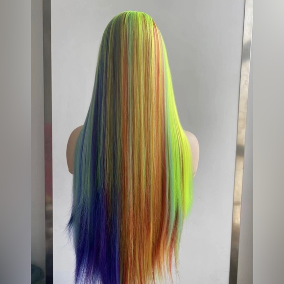 Straight Mermaid Rainbow Lace Front Wig - Picture 15 of 15
